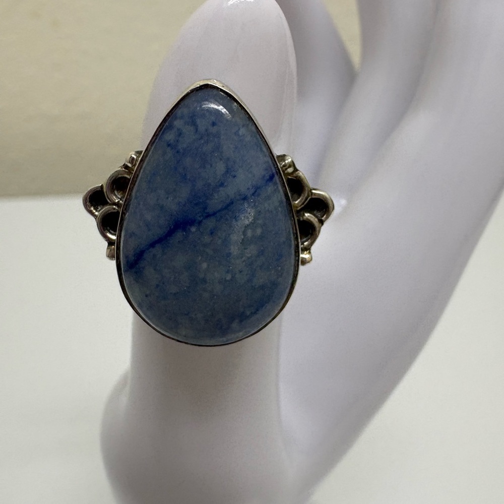 Artisan Sterling Silver Sodalite Teardrop Cabochon Ring